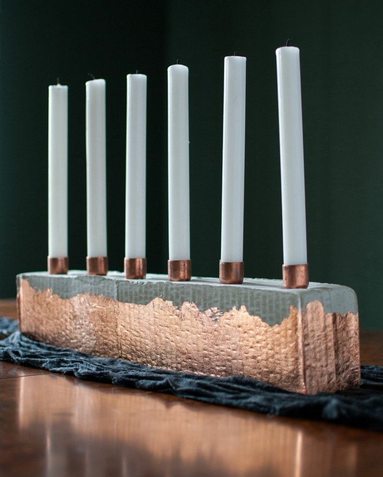 svietnik betón zlatý kov vyrobte si