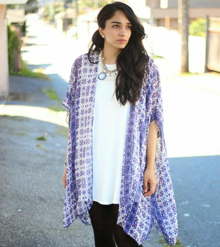 Fialové kimono, dlhá biela blúzka a legíny na jar Kimono-ušiť-elegantné-nápady-purpurové-motívy-moderné