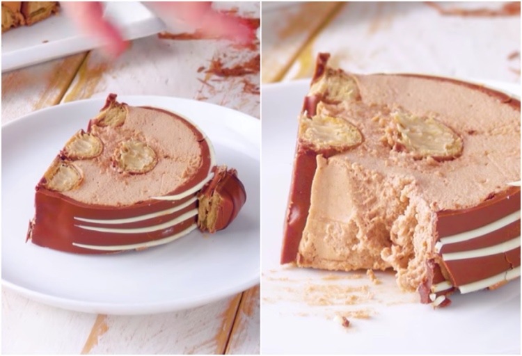 Koláč Kinder Bueno so šľahačkou a plnkou Nutella