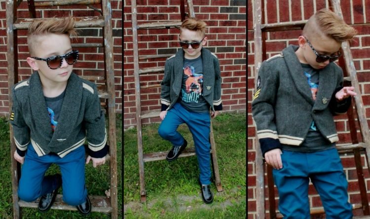 detské street fashion slnečné okuliare rifle modrá bunda