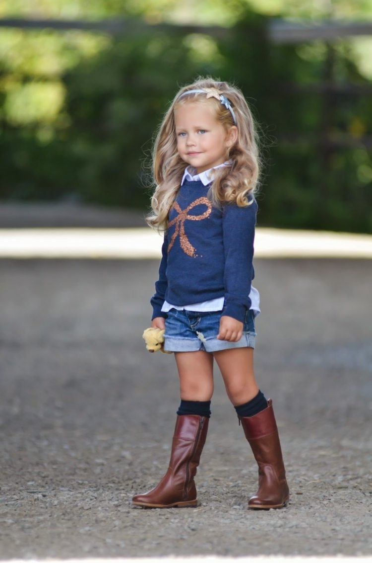 detské módne streetové topánky kožený hnedý sveter modrý