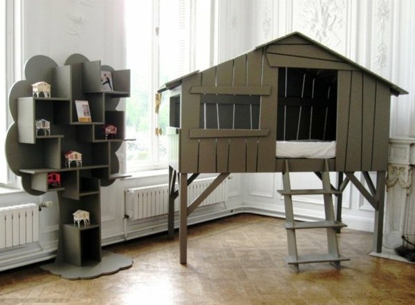 nastaviť nástenné police domček na hranie béžovo hnedý