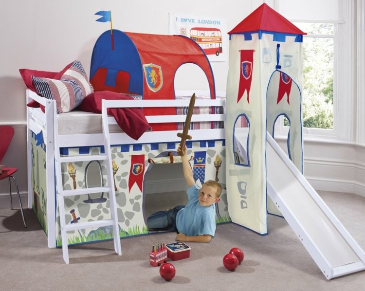 Detská postieľka Posuvný zámok Detská izba zariadená pre chlapcov