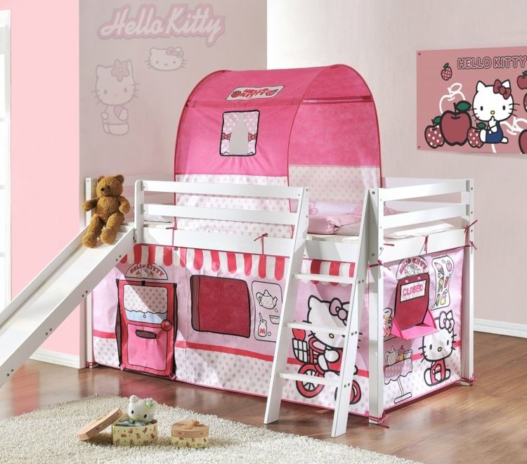 Detská šmýkačka do postieľky Hello Kitty hracie závesy do postele