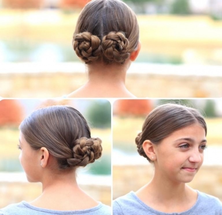 Updo na tie horúce letné dni - dve buchty Detské účesy Dievčenské updo cop