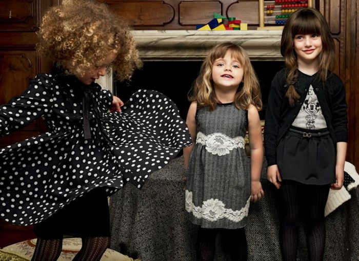 Detská móda na zimu - tri outfity pre malé slečny Detské módne šaty čipkované detaily bodky vzor