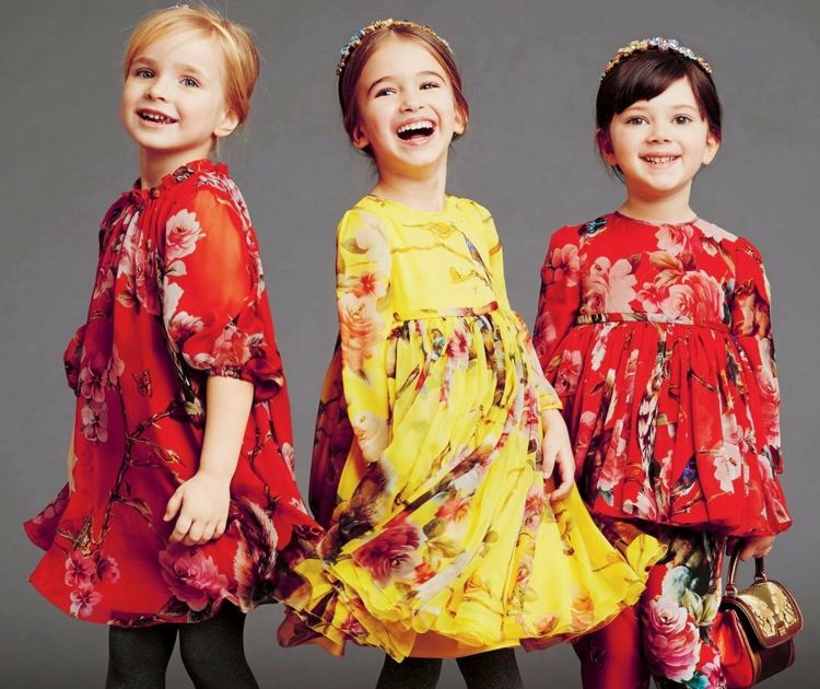 Detská móda dievčatá slávnostné šaty kvetinové motívy