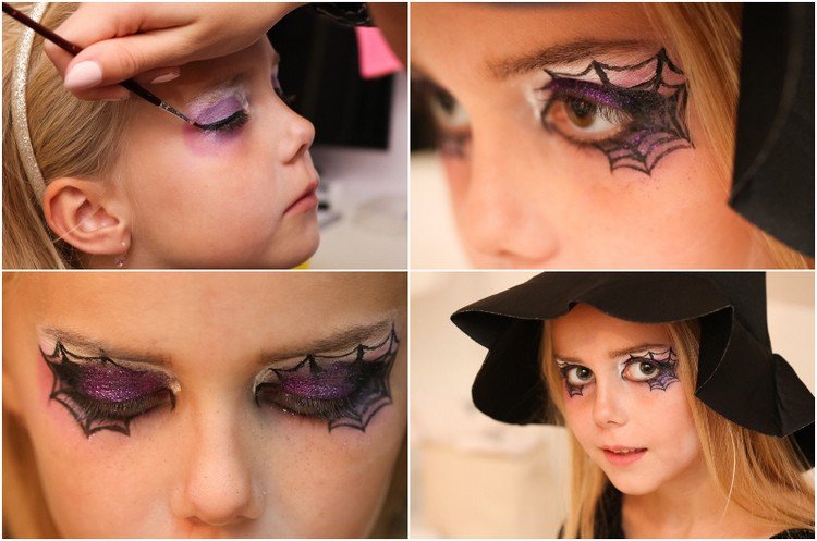 Čarodejnica dala na Halloween make -up okolo očí