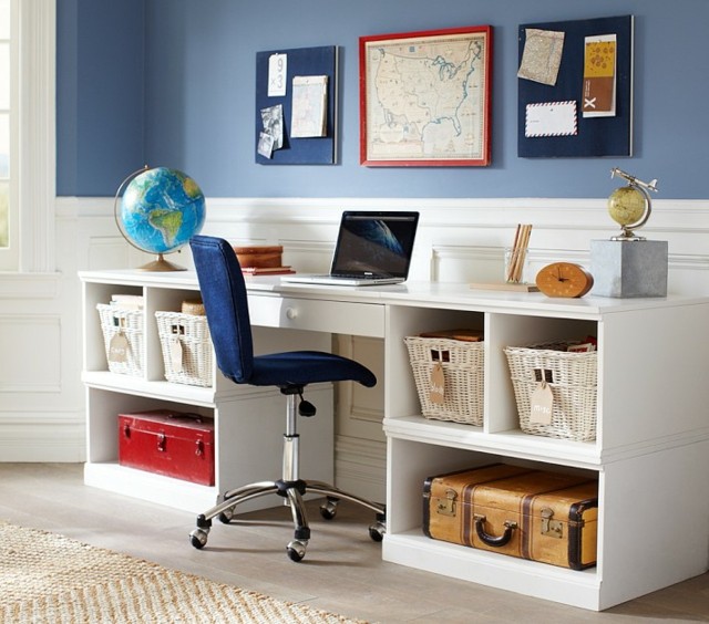 Ratanový systémový kufor rustikálna modrá stena rozdelený do dvoch farieb