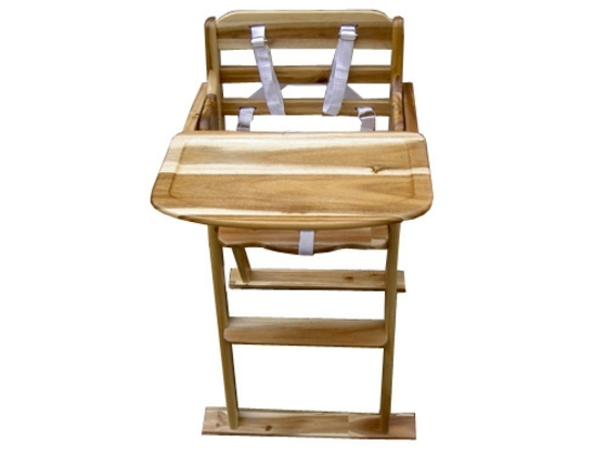 Detská stolička z akáciového dreva s bezpečnostným pásom