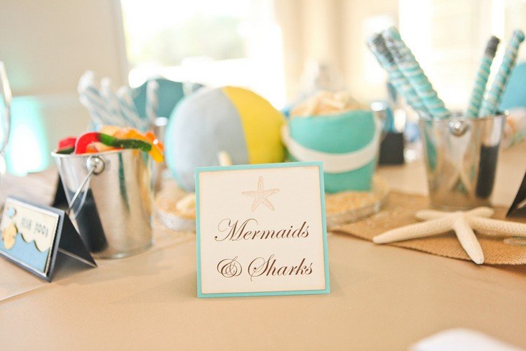 téma svadobná pláž detský stôl vtipný tvar morské panny žraloky