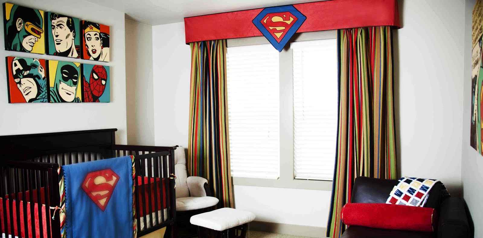 výzdoba škôlky s motívmi superhrdinov do interiéru pre chlapcov
