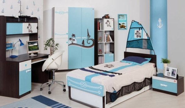 Surferská škôlka pre chlapcov-modrá biela