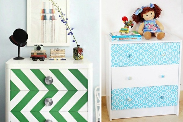 Prebaľovací stôl detská izba pre chlapca modrá tapeta