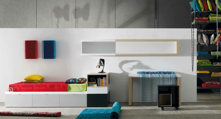 Modulárne jednotky pre regály na stenu v detskej izbe