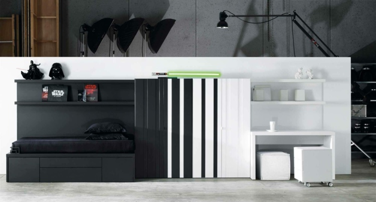 Detská izba dvojfarebné nápady na zariadenie čierna biela