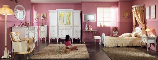 dizajn interiéru detskej izby béžovými pruhmi od spoločnosti forni mobili