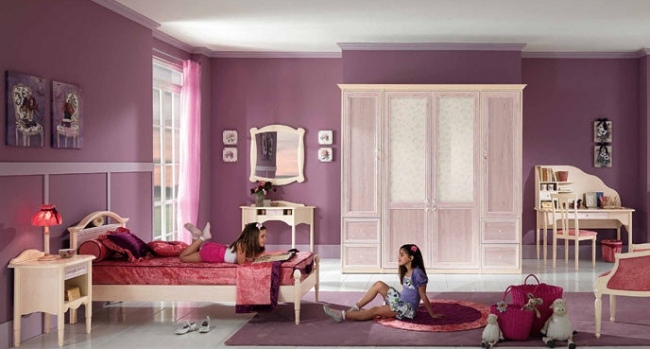 fialové nuansy interiérový dizajn detskej izby od spoločnosti forni mobili
