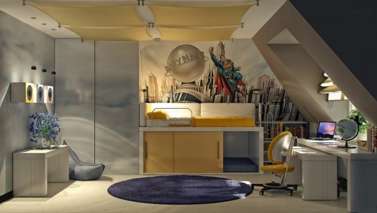 Detská izba pre chlapcov-2015-Nábytok s tematikou Supermana-metalické farby