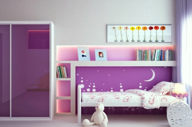 Dizajnová detská izba nástenný policový systém šatník moon star vysoký lesk