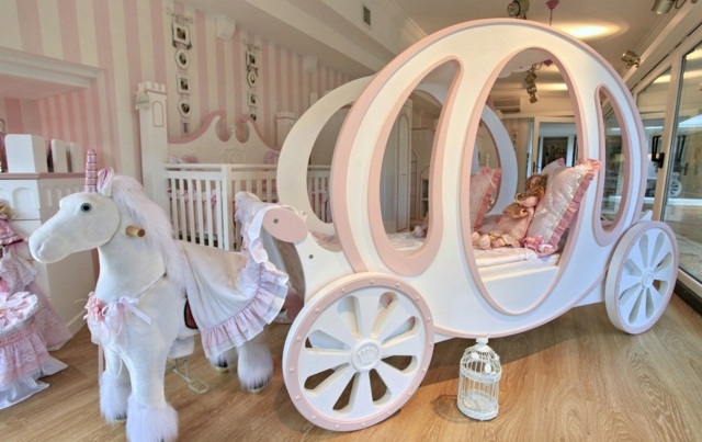 Dizajn postele pre dievčatko plyšové zvieratká