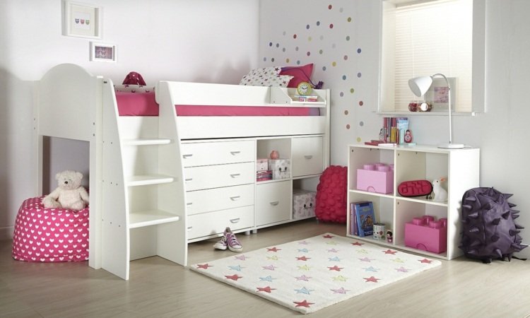Detská izba nápady pre dievčatá podkrovná posteľ úložný priestor skrine