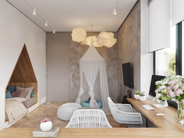 detská izba-dizajn-vstavaná-posteľ-dom-dizajn-baldachýn