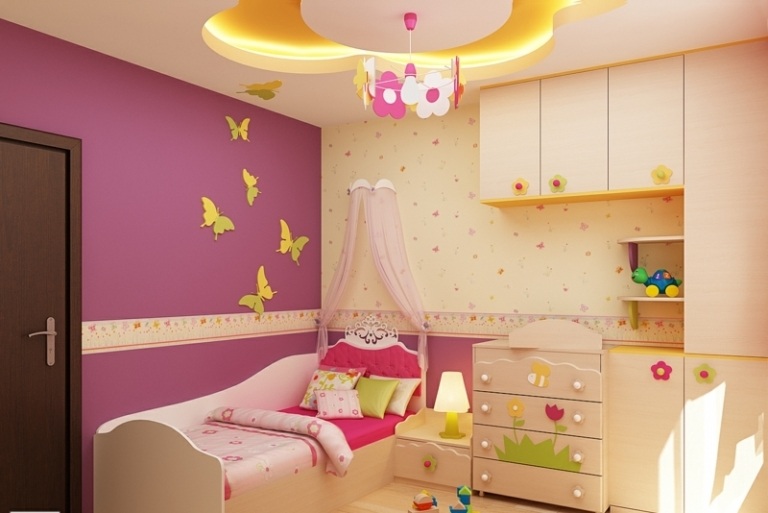 dizajn detská izba dievča zariaďovanie stropného kvetinového osvetlenia