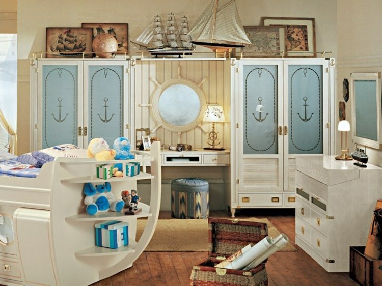 Detská izba roztomilá biela nastaviť nápady deco námorné