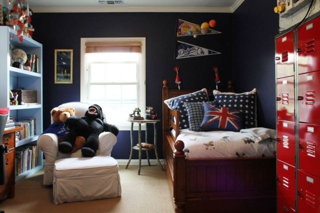 Námorníci do detskej izby modrá červená nápady na zariadenie chlapci farba na stenu