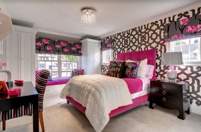 ružová dievčenská tapeta akcentové nápady na dizajn steny