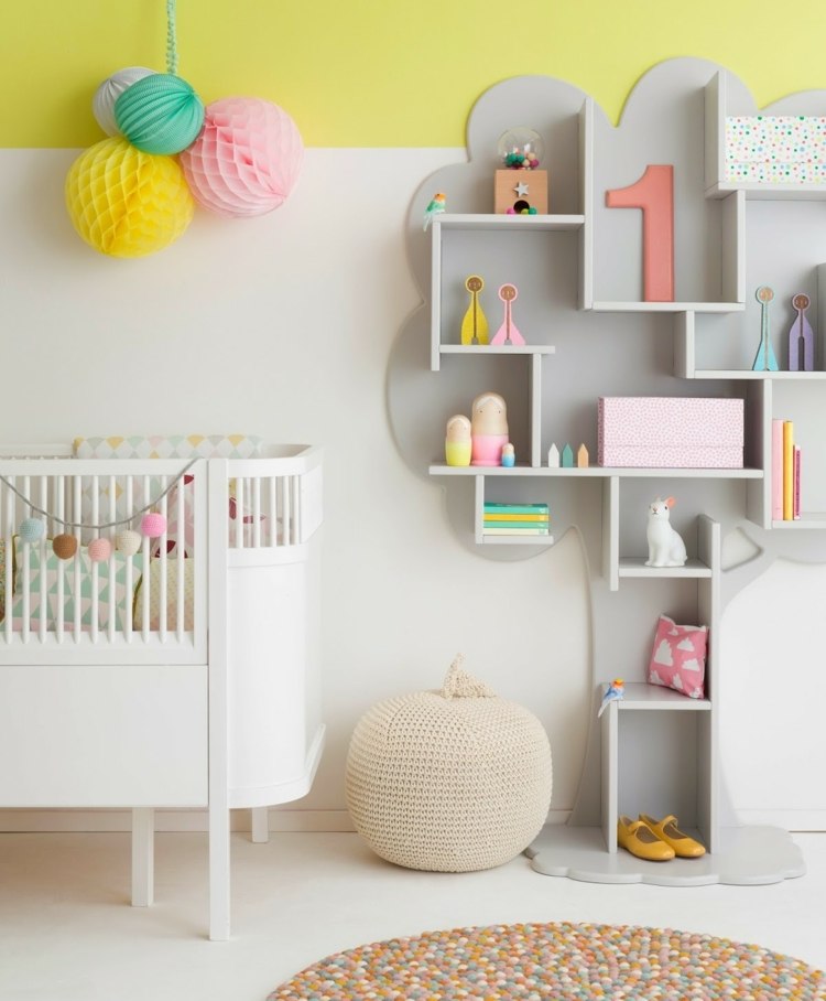 Detská izba-škandinávsky štýl-žlto-biela-stena