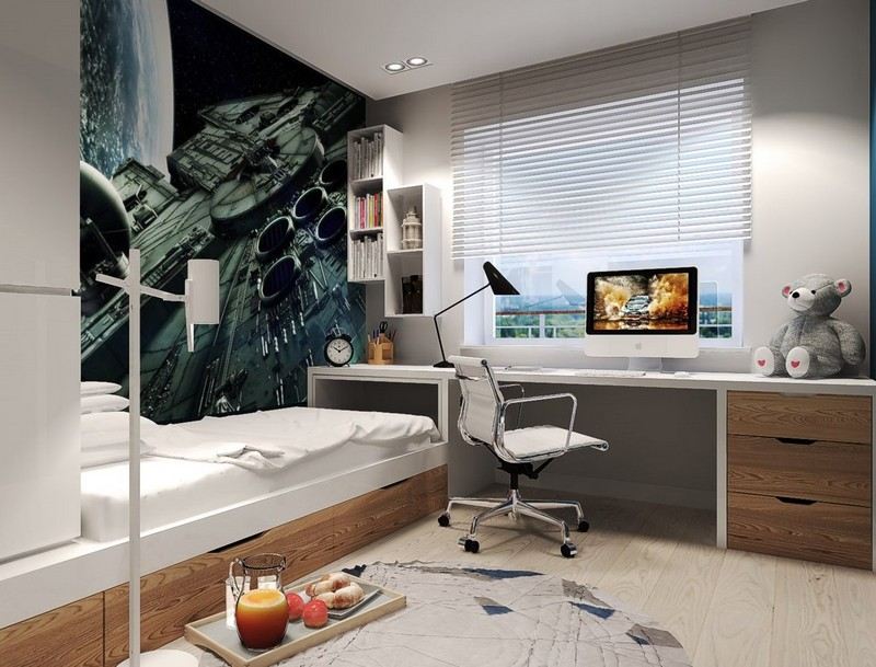 Detská izba-chlapec-vesmírna loď-fototapeta-nápad-izba pre mládež