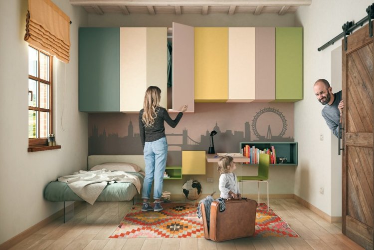 nábytok-detská izba-kelim-koberec-posuvné-dvere-stodola-farebné-skrine-londýn