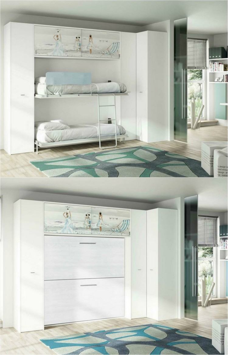 detská izba-izba pre mládež-nábytok-poschodové postele-skladacie postele-šatník-biela-956