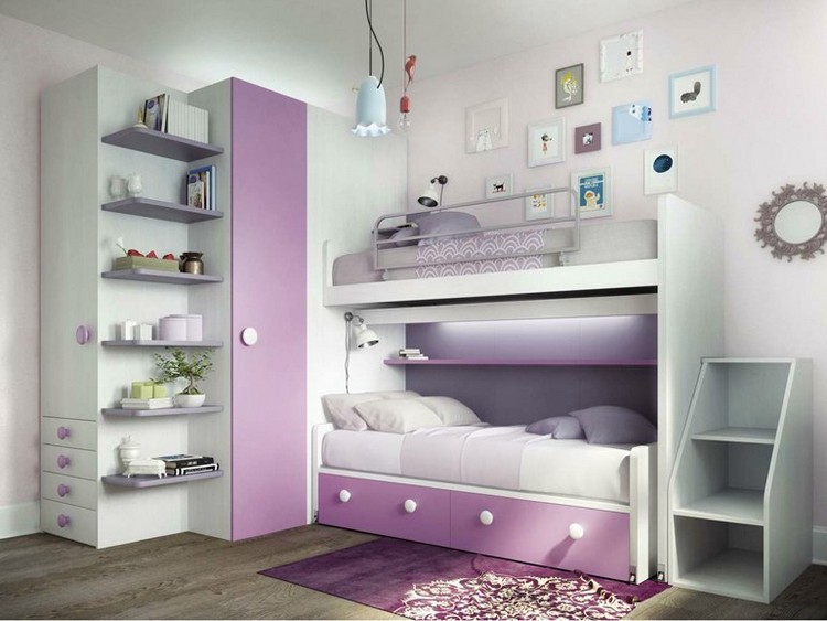 detská izba-izba pre mládež-nábytok-dievča-poschodová posteľ-biela-fialová-947