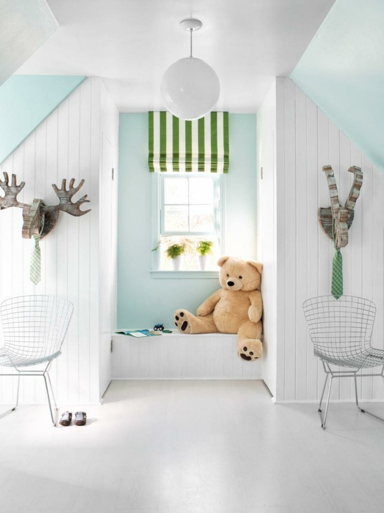 Dizajn strechy dizajn detskej izby kútik na čítanie rohové okenné lavice dachschraege