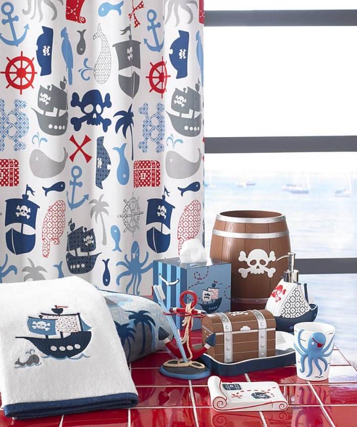 Detská izba-záclony-pirátske motívy-nápady na dekoráciu-chlapčenská izba