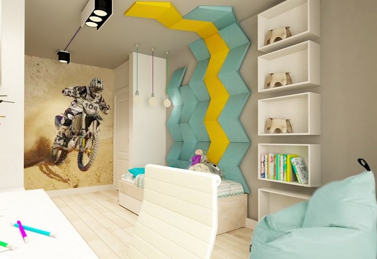 detská izba-stena-dizajn-nápady-foto-tapeta-mootocross-3d-panely