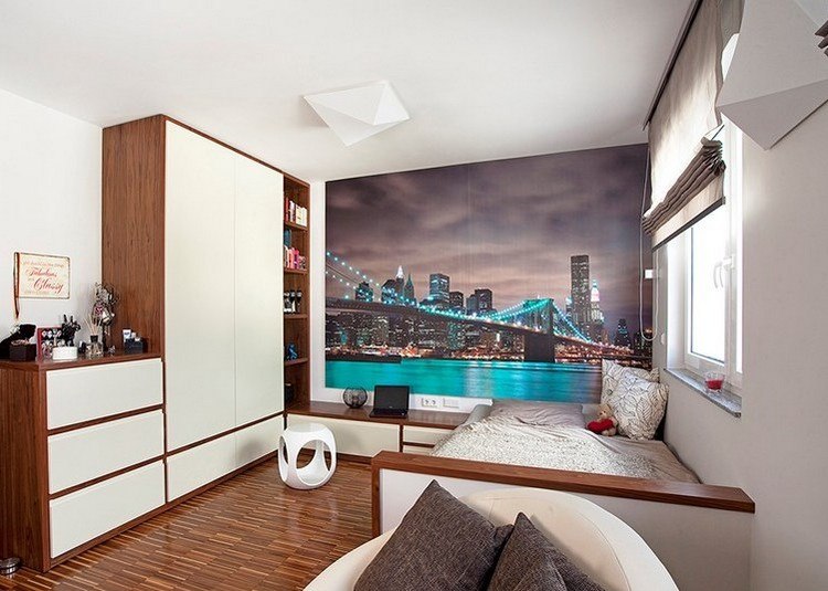 detská izba-stena-dizajn-nápady-foto-tapeta-chlapec-osvetlený-most