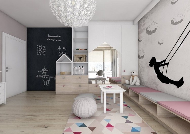 reklama na detskú izbu-stena-nápady-tapety-dievča-hojdačka-stena-tetovanie-tabuľa