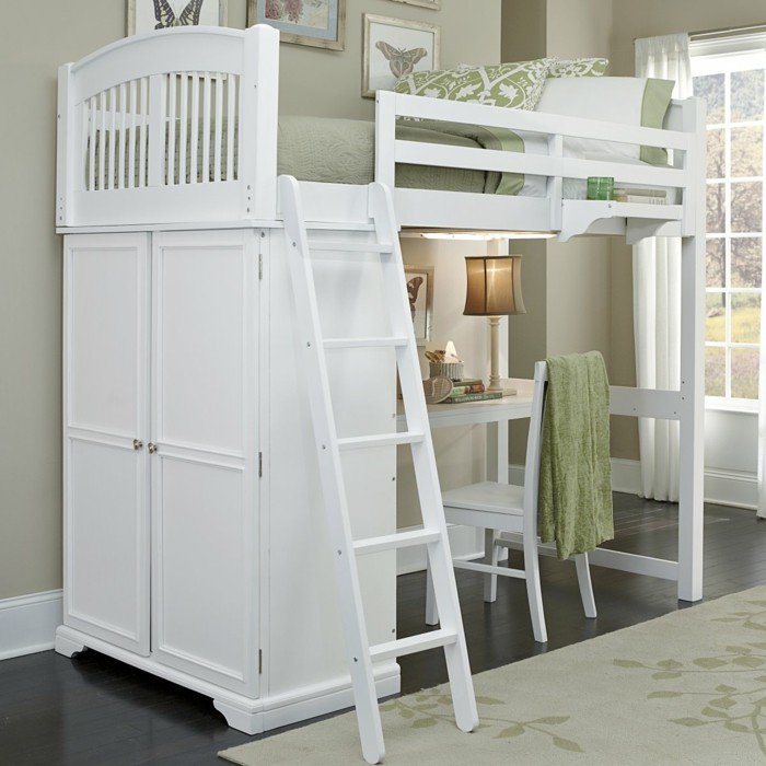 šatník rebrík stôl pre dievčatá izba biely nábytok