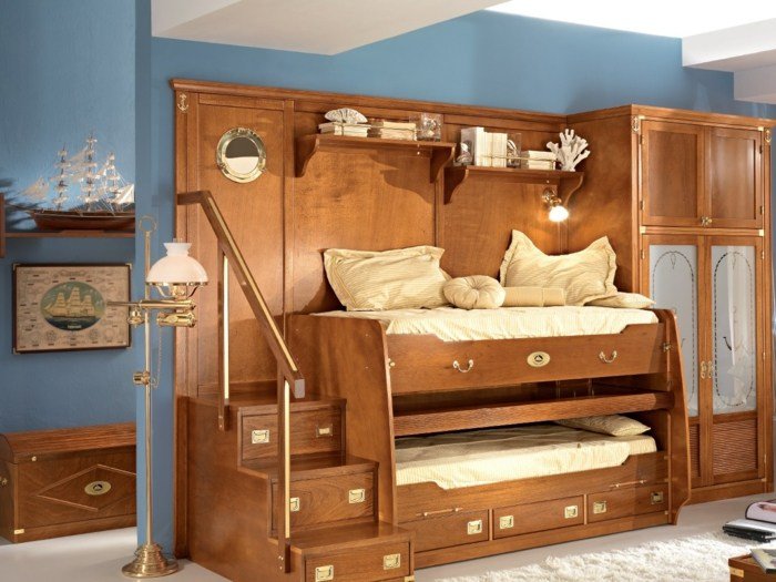 nápady na nábytok do detskej izby podkrovná posteľ pirátsky štýl nápaditý