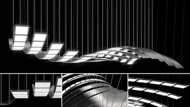 kinetický dizajn svetlo oled moduly selux manta rhei vzduch plávajúci kinetická lampa oled moduly selux manta rhei vzduch plávajúca