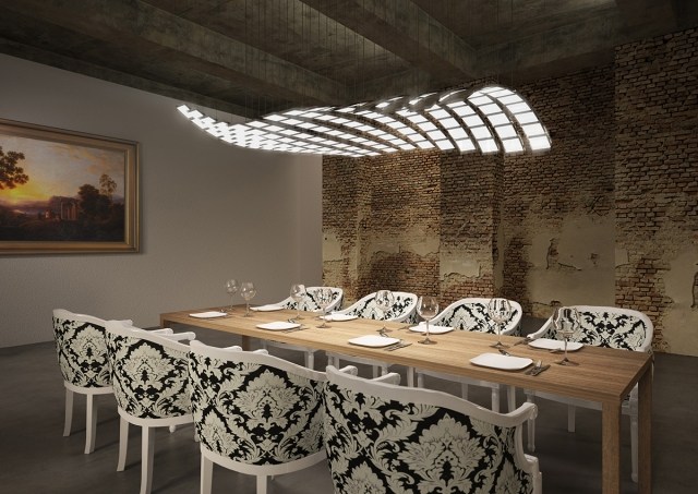 inovatívne filigránové moduly oled osvetlenie ľahký sochársky jedálenský stôl oled osvetlenie filigránové moduly ľahký jedálenský stôl sochársky