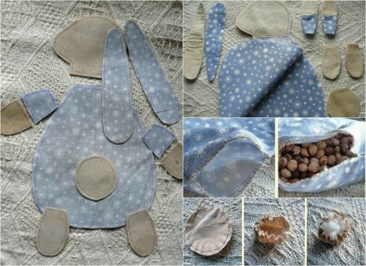 Vankúšik z čerešňového kameňa-návod na výrobu-šitie-vystrihovanie-vatelín-čerešňové kamienky-šablóna-hnedo-modrá