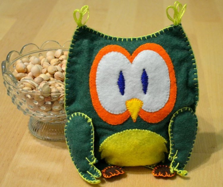 čerešňový kameň vankúš-urob si sám-individuálna-zvieracia-sova-šiť-plsť-misa-sklenená-výplň z čerešňového kameňa