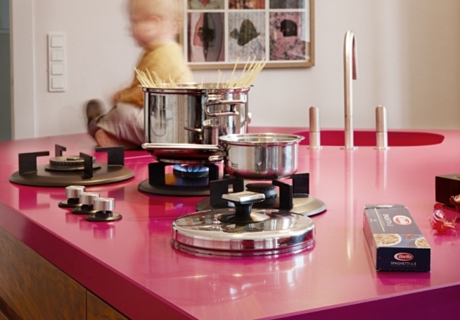 Dizajnová vstavaná drezová varná doska ružová purpurová