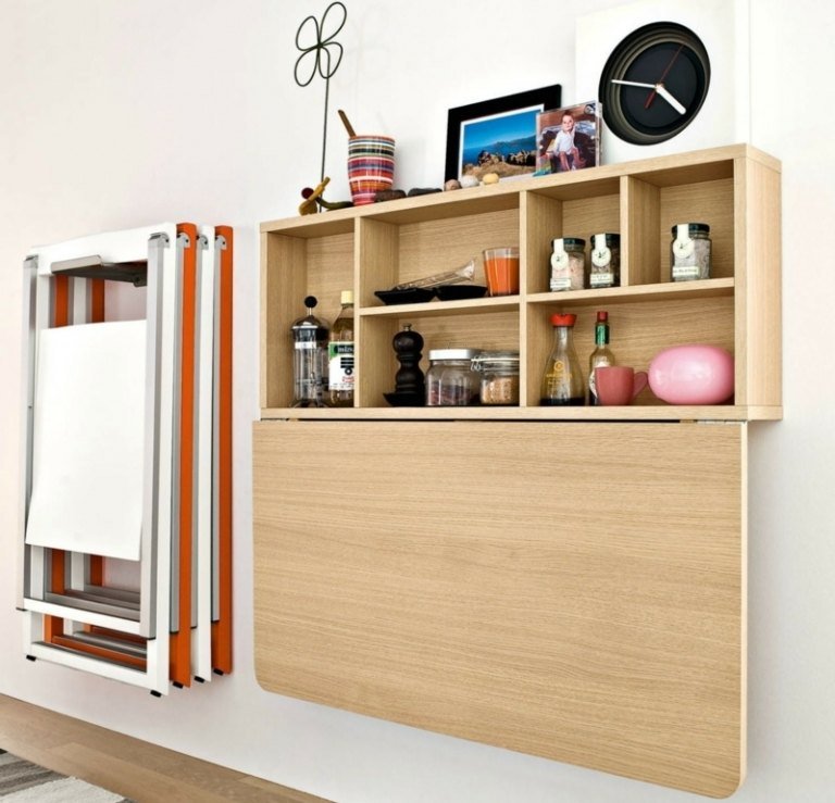 skladacia stolová stena šetriaca myšlienka police policová doska z ľahkého dreva