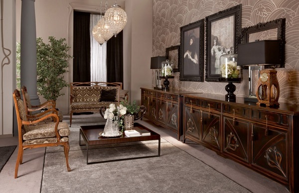 Drevený nábytok do obývačky-Medea Drevený nábytok do obývačky-reliéfna tapeta Medea